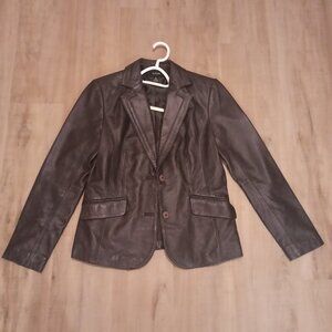 Vintage ALFANI %100 Genuine Leather Women's Jacket/Coat in Dark Brown Size M